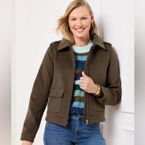 Talbots Brushed Wool Blend Bomber Jacket Large